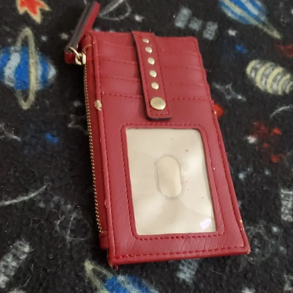 Chic Red Women's Card Holder with Gold Accents